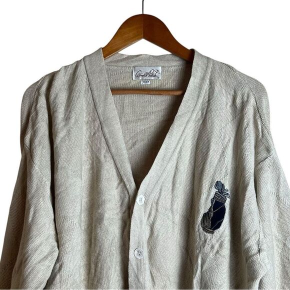 Arnold Palmer Biege gold cardigan. Size large - Picture 2 of 9